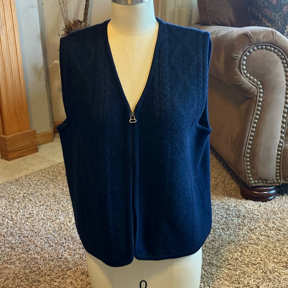 Navy blue wool vest size medium